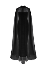 Платье макси корсетное из крепа и шифона с объемным кейпом