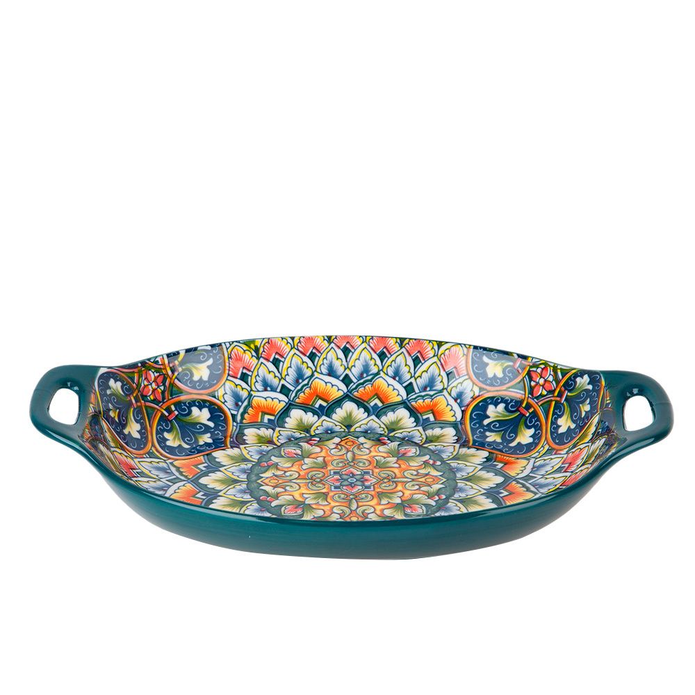Блюдо с ручками "Arabesque" (зеленый) 31*20*5см (min6) (транспортная упаковка)