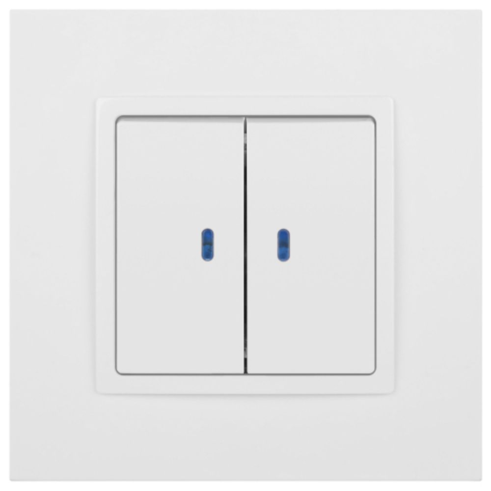 Выключатель ЭРА Elegance 14-1105-01 двойной с подсветкой 10АХ-250В IP20 белый