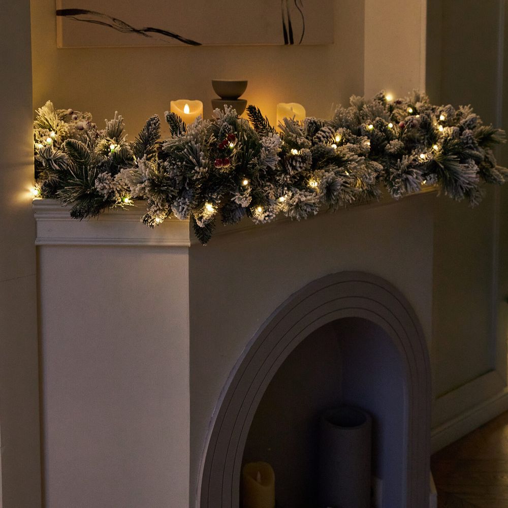 Хвойная гирлянда заснеженная "Glace" литая+пвх