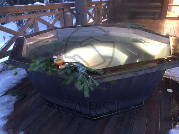 Банный чан на подставке с выносной печью 4-6 человек AISI 430 2мм