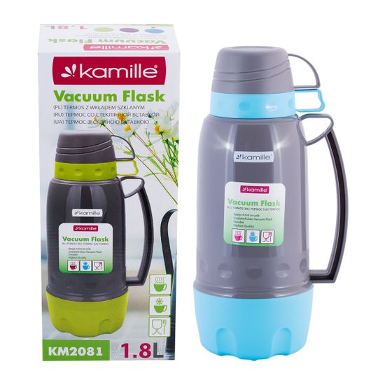 Термос 1,8 л. со стеклянной колбой Kamille KM 2081 пластиковый корпус