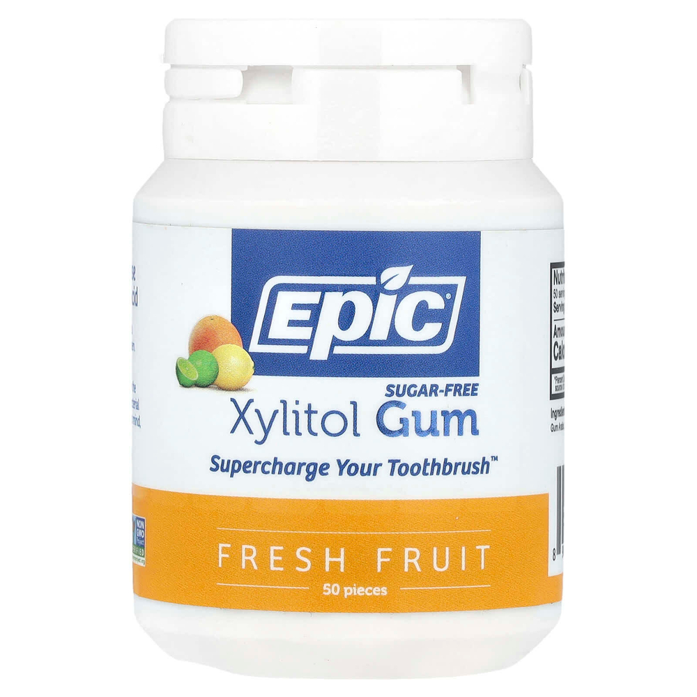 Epic Dental, ксилитоловая камедь, без сахара, свежие фрукты, 50 шт.