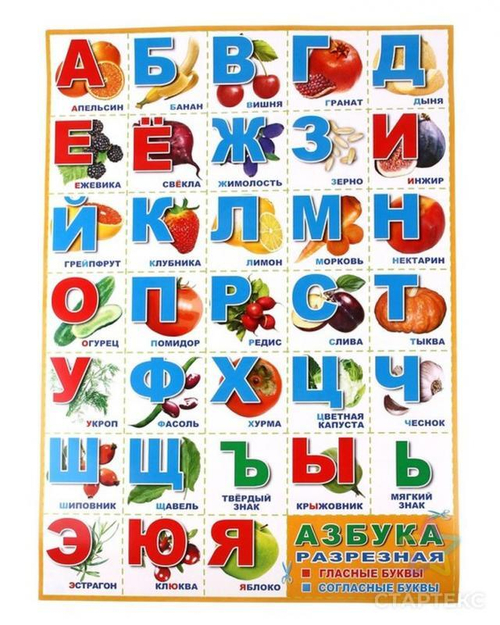 *ПЛ-6098 Плакат А2. Азбука Разрезная (в индивидуальной упаковке с европодвесом и клеевым клапаном), И