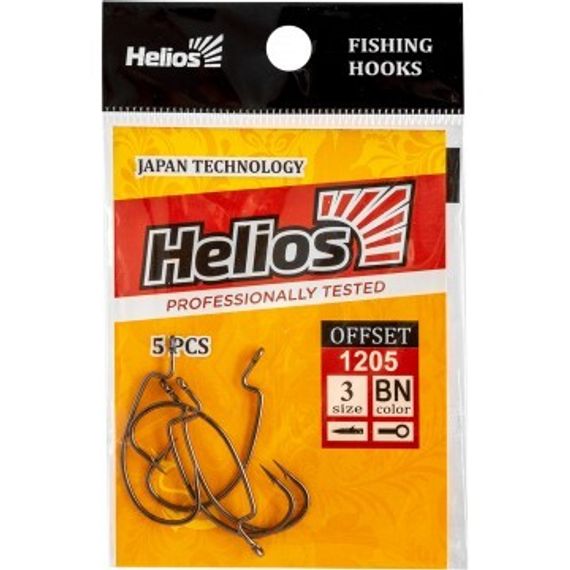 Крючок офсетный №3 цвет BN (5шт) Helios (HS-1205-3)