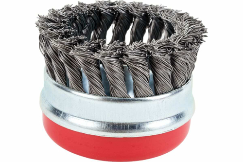 Щетка чашечная усиленная для УШМ (жгутированная стальная проволока 0,5 мм, 80 мм) MIRAX 35144-080
