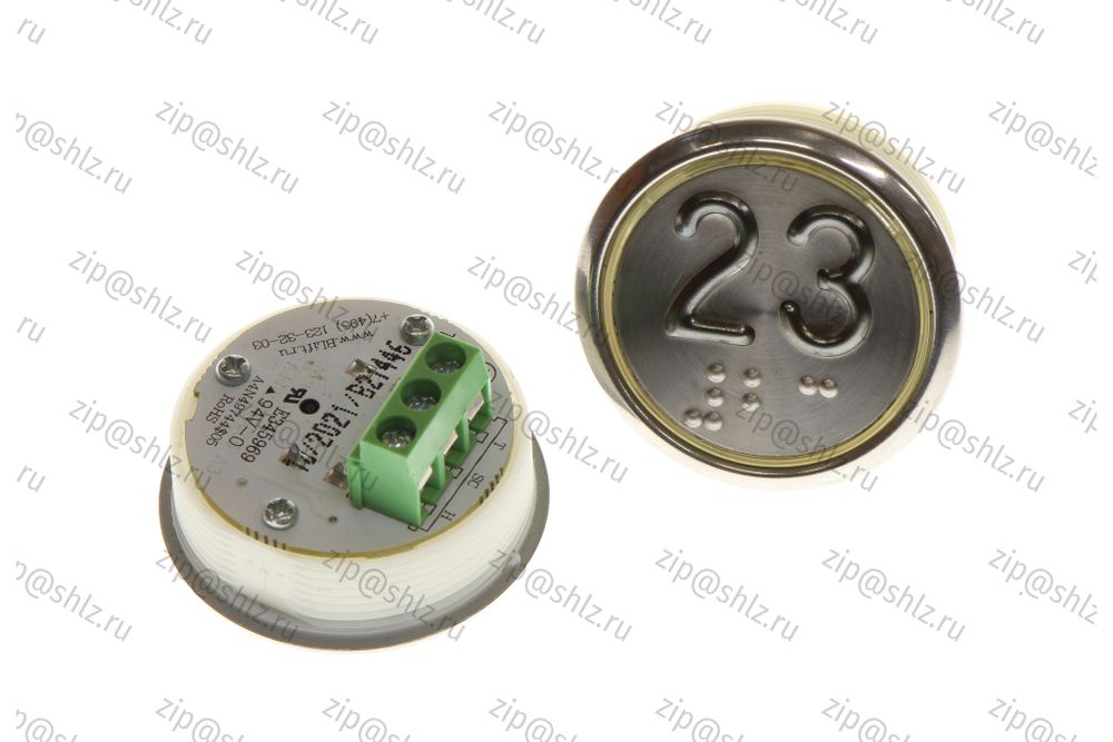 Кнопка (кнопочный модуль) EA2406S-D-R &quot;23 этаж&quot;, круглая, динамическая красная подсветка, Брайль