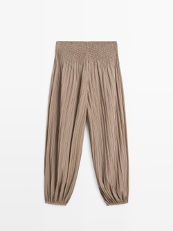 Massimo Dutti Складчатые брюки-саруэль, оливковый