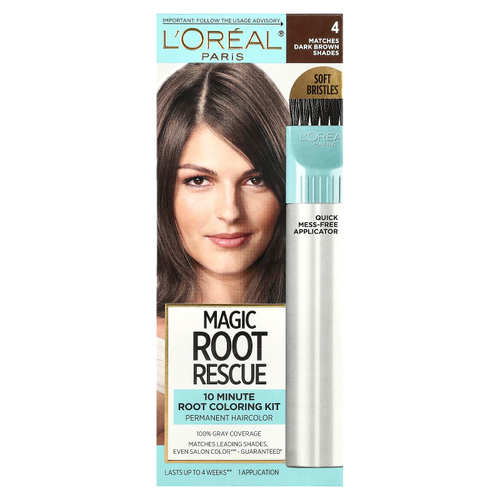 L'Oréal, Magic Root Rescue, 10-минутный набор для окрашивания корней, 4 темно-коричневых, 1 применение