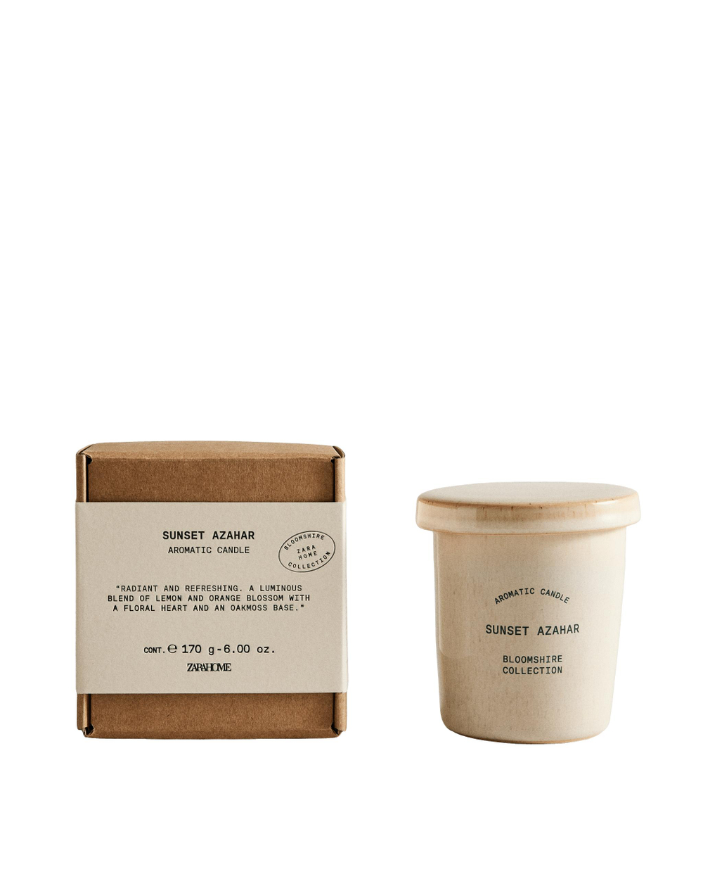 Zara Home Свеча ароматическая Sunset Azahar 170 г, растительный воск, аромат цветочный, Розовый