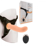 Страпон с вибрацией и пультом ДУ 10 режимов телесный 14 см