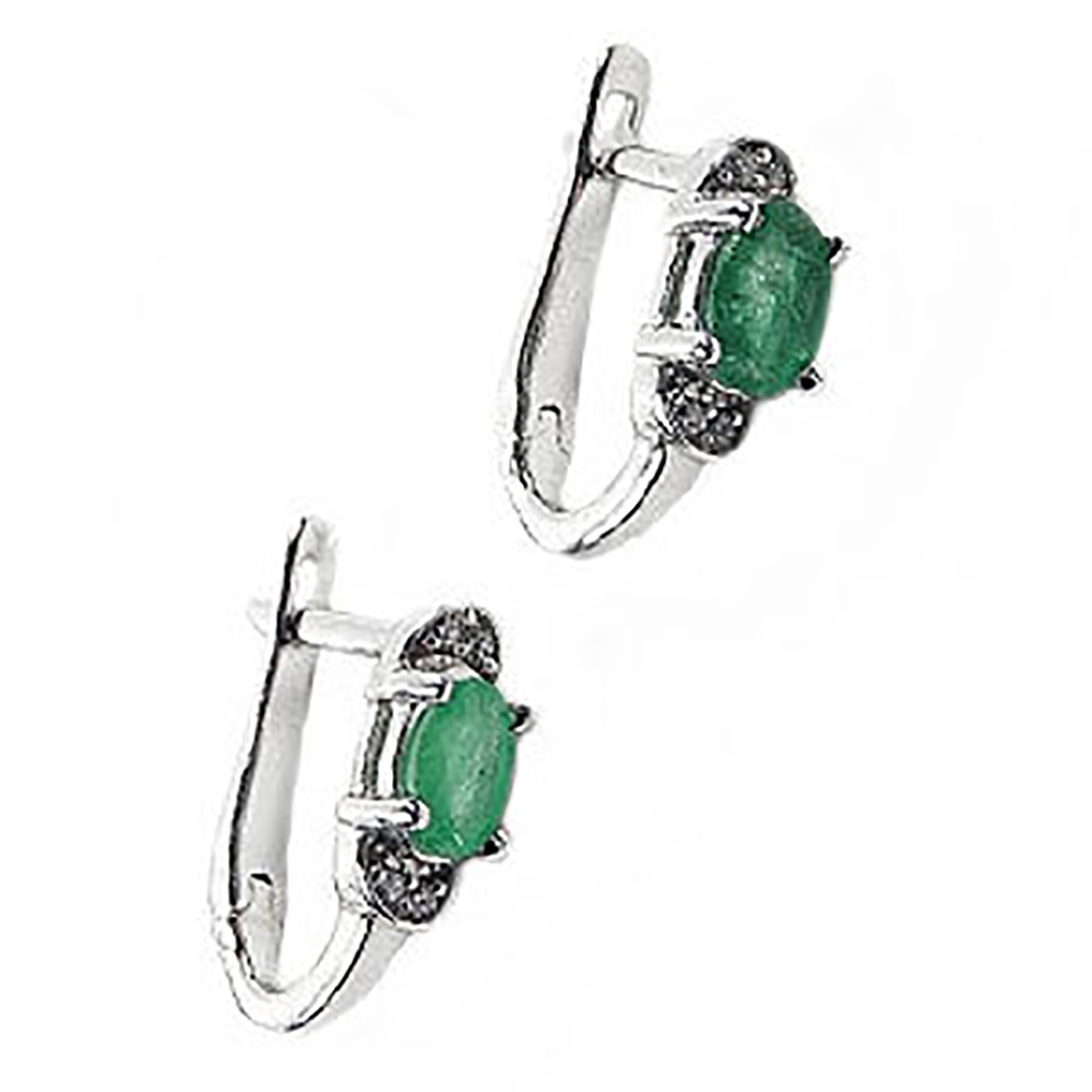 Серьги "Брафф" изумруд, циркон