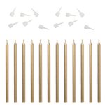 Набор свечей для торта 12 шт., 10 см, с держ., золотой металлик, ЗОЛОТАЯ СКАЗКА, в блистере, 591452