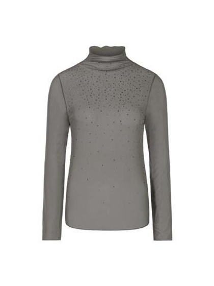 Marc Cain Водолазка прозрачная расшитая стразами