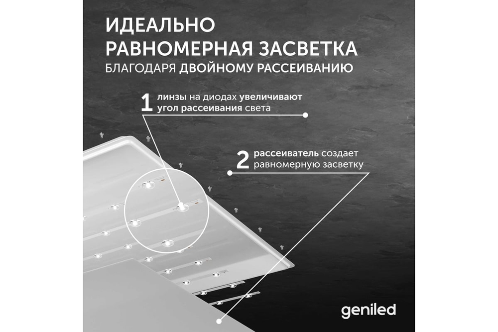 Светильник LED Армстронг с равномерной засветкой 595x595x33 50Вт 4000К 90Ra Опал Офис Comfort Basic Geniled