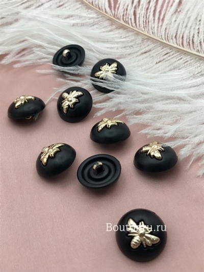 Пуговицы черные золотая пчела