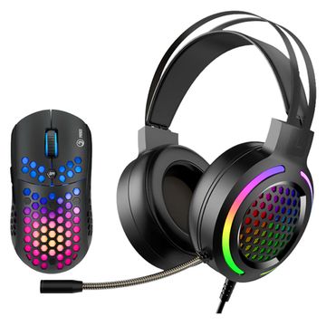 PC Игровой набор Marvo MH01BK: мышь проводная  и гарнитура с подсветкой RGB, ПК