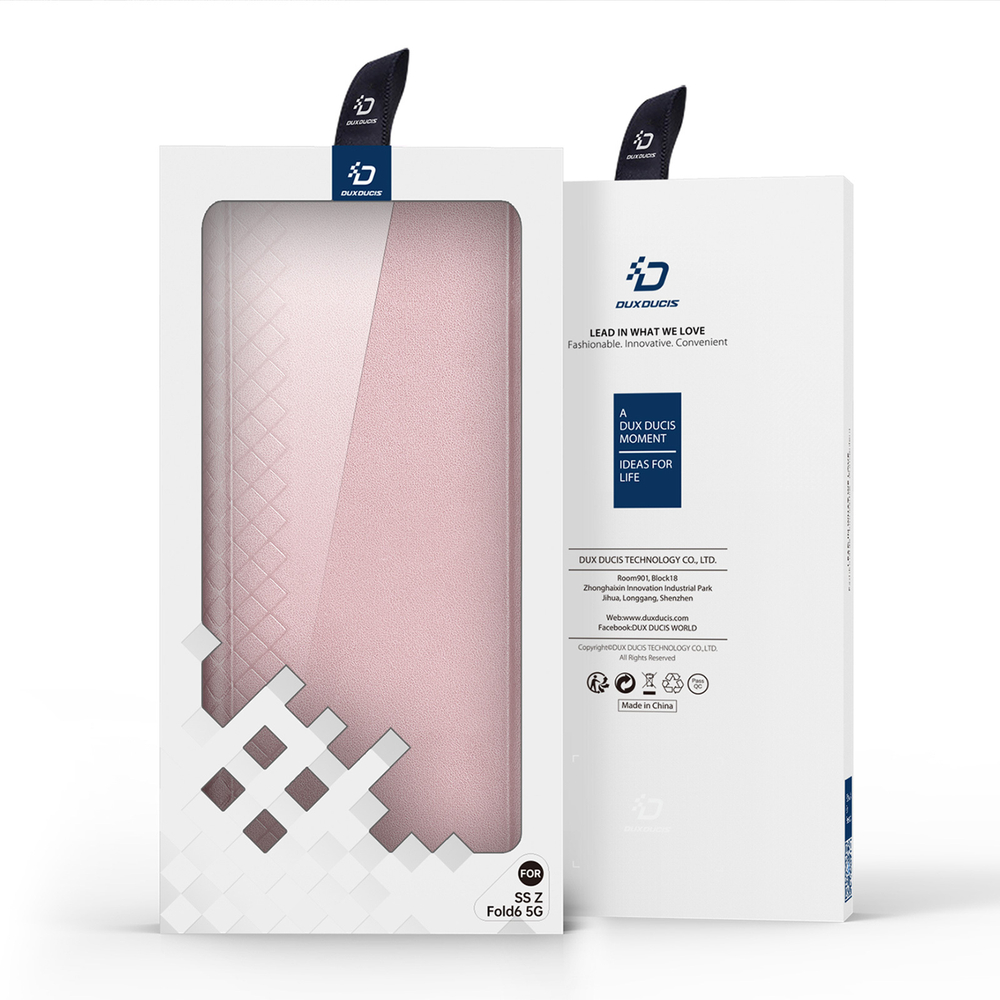 Чехол розового цвета с премиальной искусственной кожи от Dux Ducis для Samsung Galaxy Z Fold 6, серия Bril Series Case