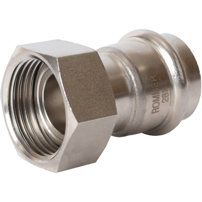 ROMMER Переходник с накидкой гайкой 28x1" из нержавеющей стали прессовой