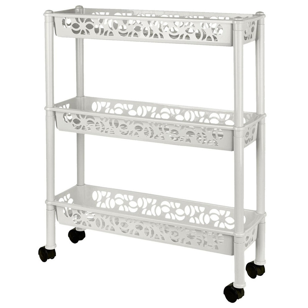 Этажерка 3-х секционная на колесиках "Keeplex Light" 58*18*69см, белое облако