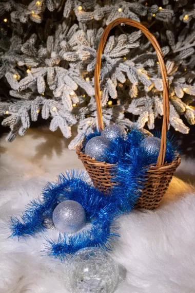 Мишура Винтажная д.75 мм., дл.2,7 м.,синий, КАЗ КОМ (М-128/синий)