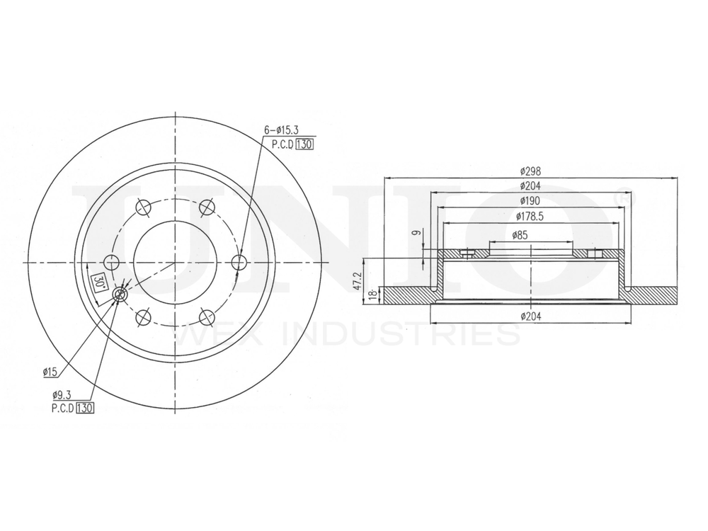 Диск тормозной задний UNIO BRD-20584