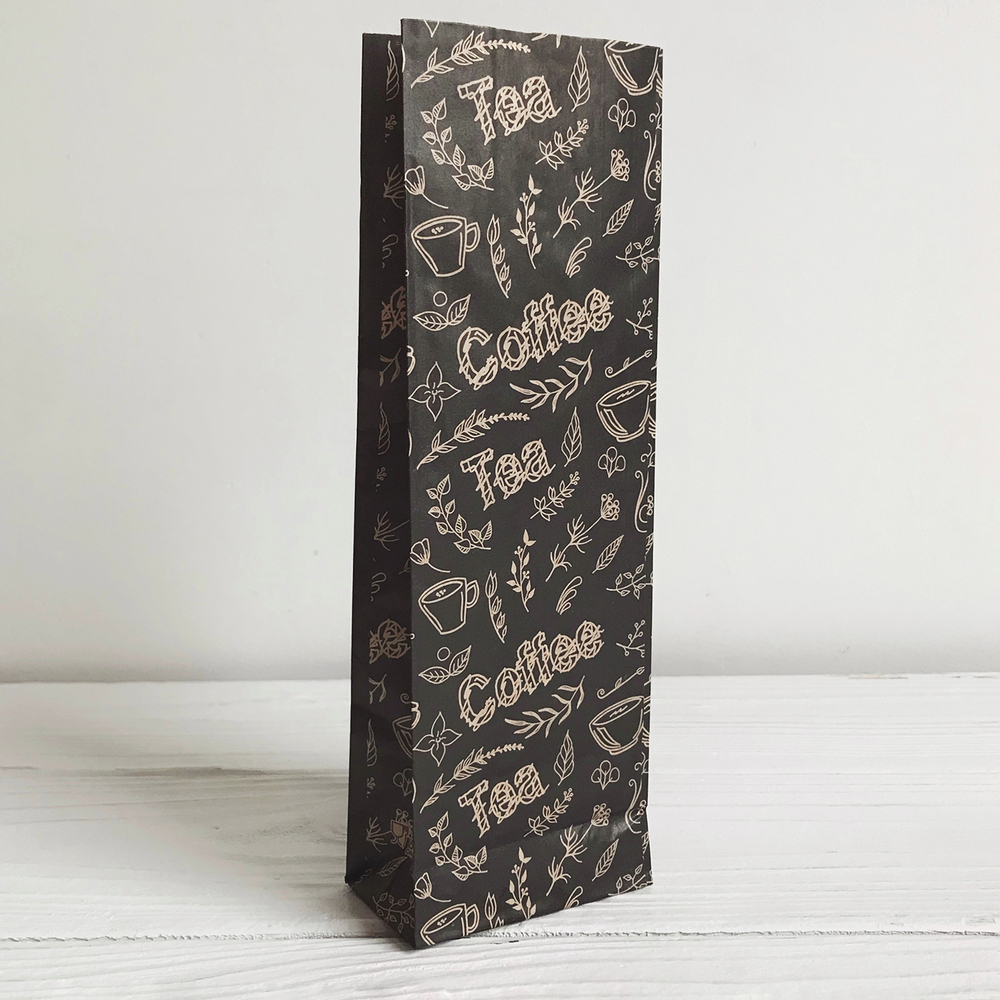 Крафт пакет "Coffee&Tea", 7х4х21 см (чёрный)