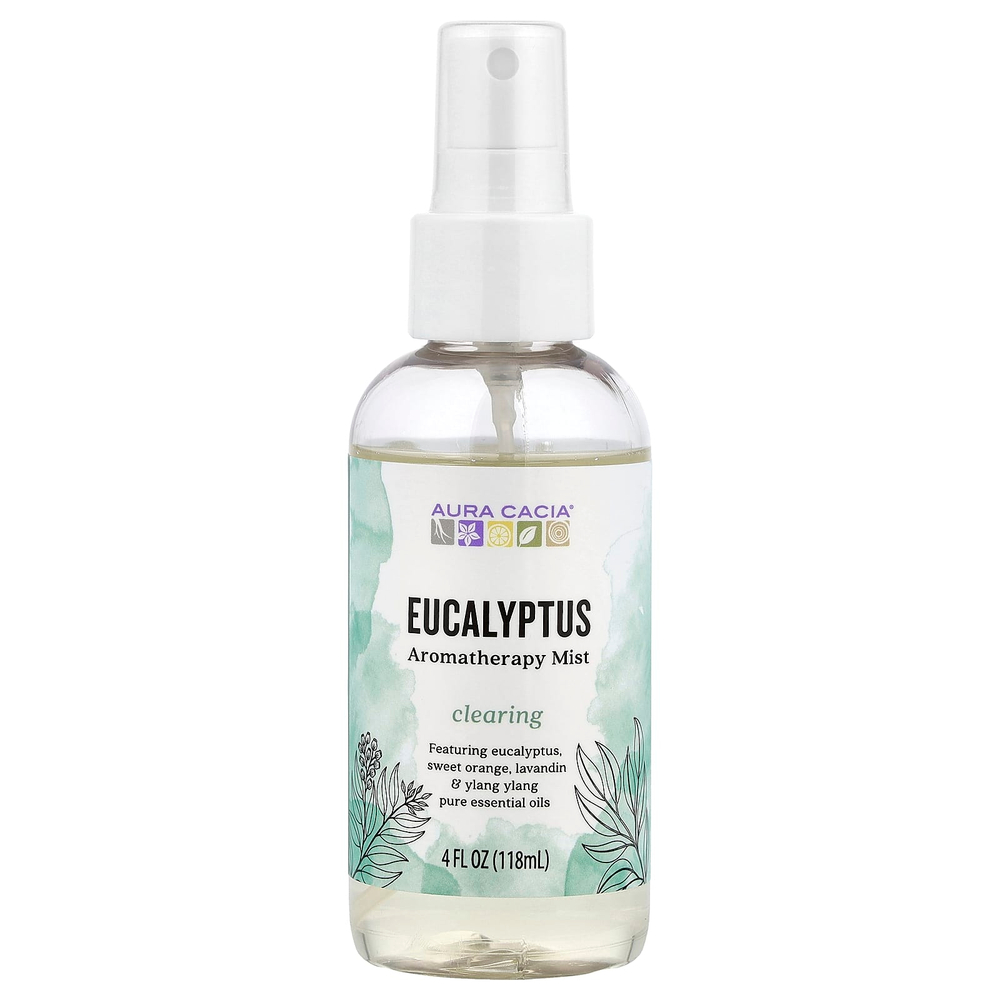 Aura Cacia, ароматерапевтический спрей, эвкалипт, 118 мл (4 жидк. унции)