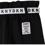 Брюки карго DKNY Черный/Нашивка: ярлык/Ремень: белый с черными логотипами Девочка