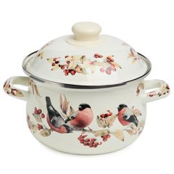 КАСТРЮЛЯ AGNESS ЭМАЛИРОВАННАЯ С ЭМАЛ.КРЫШКОЙ СЕРИЯ "СНЕГИРИ", 2.0 Л, 18*11 СМ