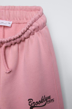 ZARA БРЮКИ WIDE LEG ИЗ МЯГКОЙ ТКАНИ С НАДПИСЬЮ, РОЗОВЫЙ