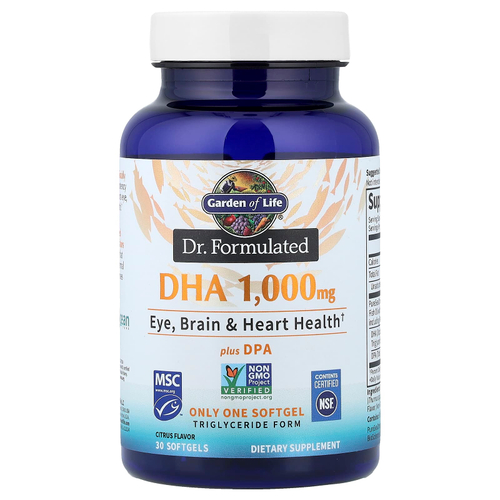 Garden of Life, Компания Dr. Formulated ДГК и ДПК, со вкусом цитрусовых, 30 капсул