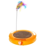 Игрушка для кошек интерактивная с пружинкой перышками «ЛАПКИБум», цвет оранжевый, 36*25см