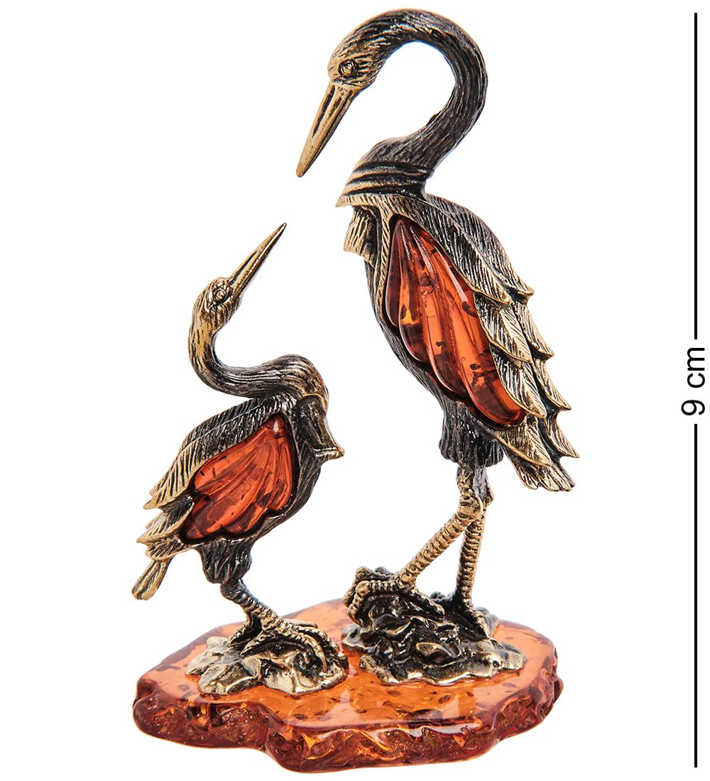 Народные промыслы AM-3247 Фигурка «Аисты» (латунь, янтарь)