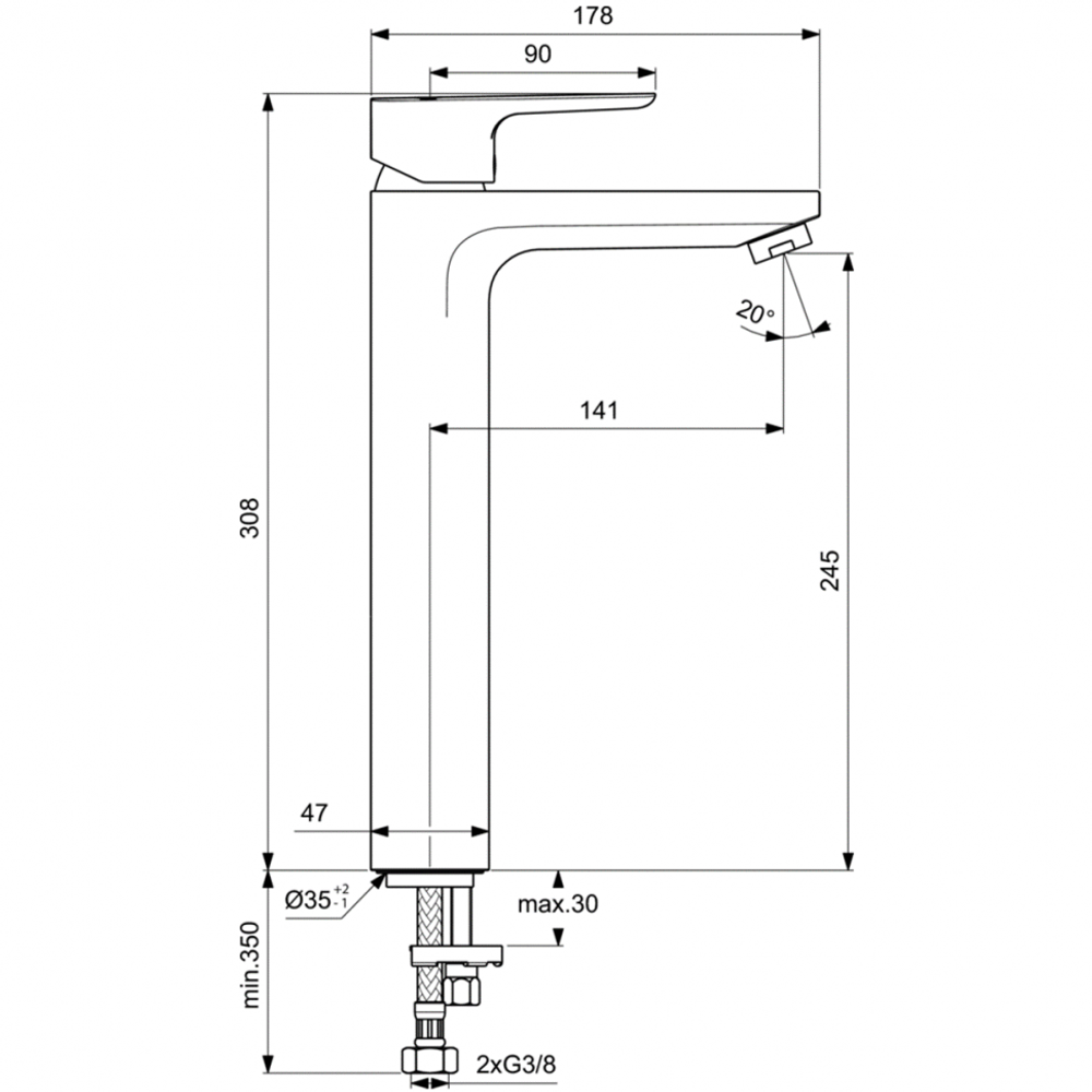 Смеситель Ideal Standard CERAPLAN III SLIM BC562AA  для умывальника