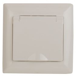 Розетка Intro Solo 4-203-02 с заземлением 2P+E Schuko с крышкой, 16А-250В, IP20, СУ, слоновая кость