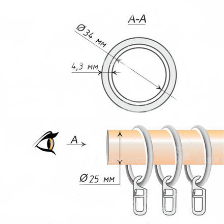 Кольцо бесшумное круглое металлическое d25 мм, цвет хром матовый
