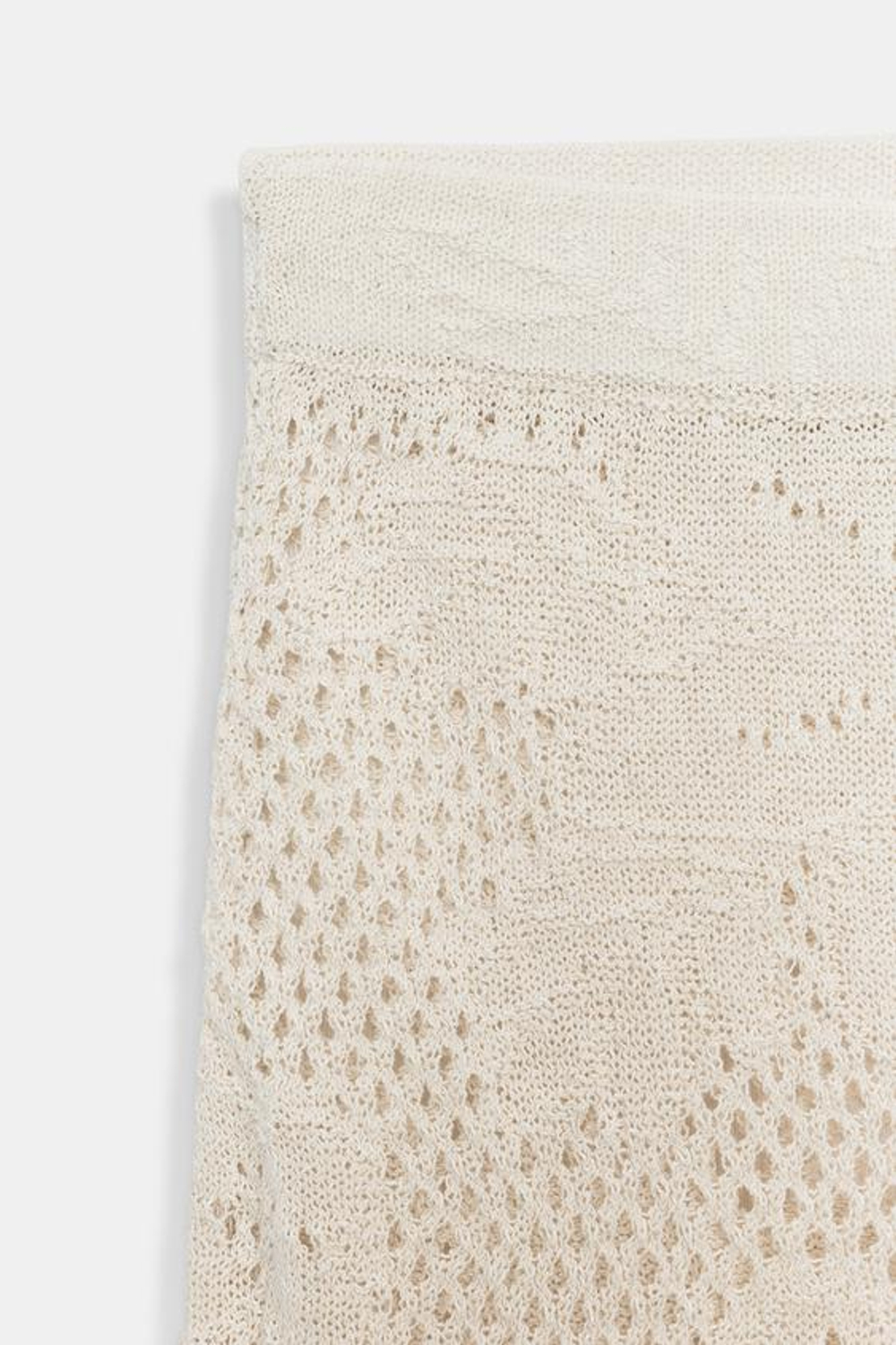 ZARA КОРОТКАЯ ЮБКА ИЗ ТРИКОТАЖА POINTELLE, ПЕСОЧНЫЙ