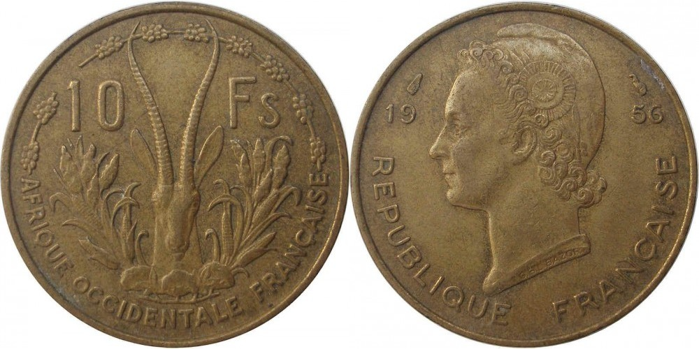 Французская Западная Африка 10 франков, 1956 Марианна XF