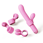Розовый модульный вибратор-кролик 21,5см со сменными насадками Otouch Magic Stick S1 Plus Modular Rabbit Pink