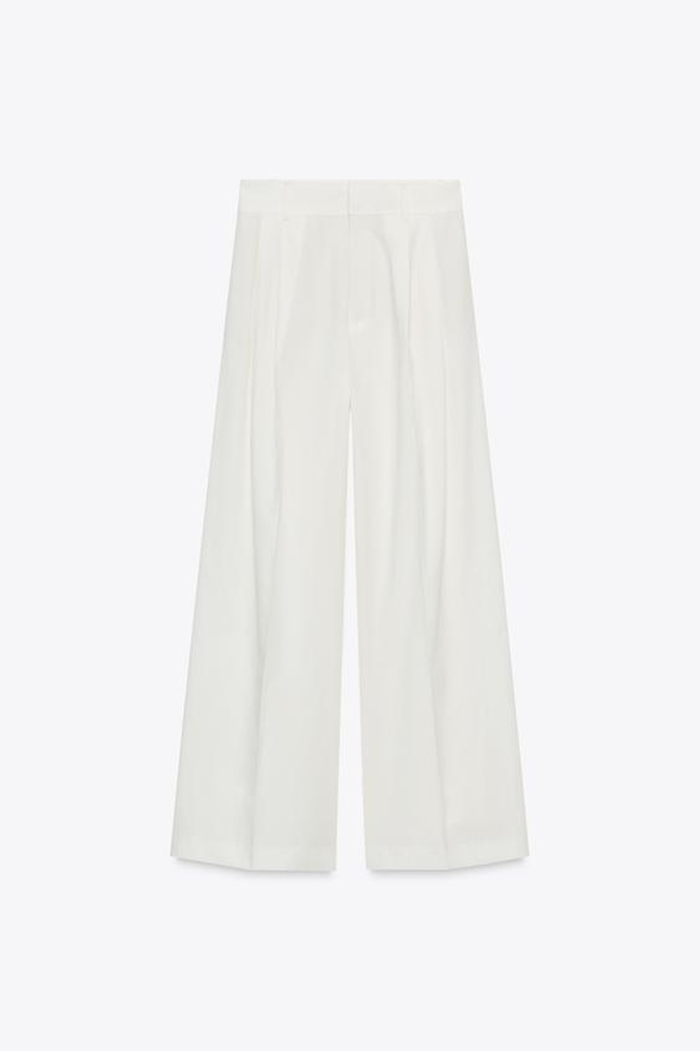 ZARA БРЮКИ СО СКЛАДКАМИ И КЛАПАНАМИ, ЖЕЛТОВАТО-БЕЛЫЙ