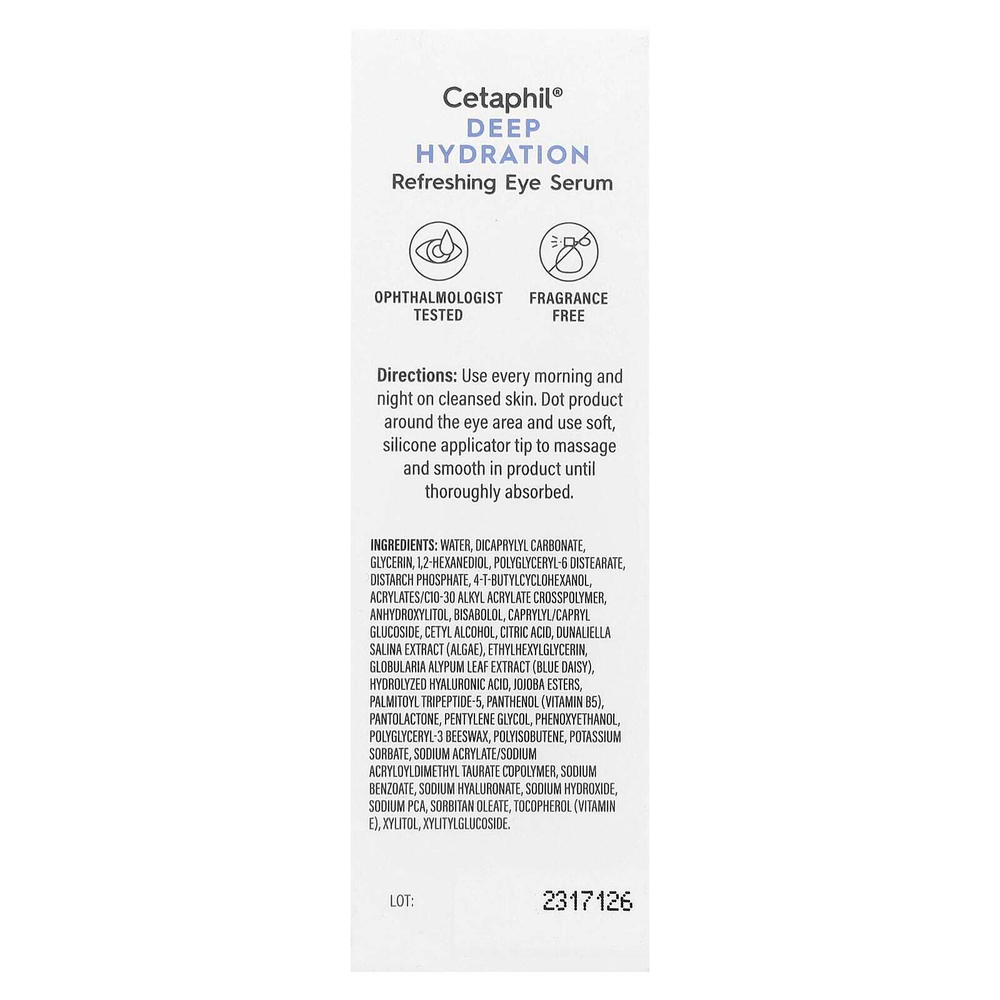 Cetaphil, Deep Hydration, освежающая сыворотка для кожи вокруг глаз, 15 мл (0,5 жидк. унц.)