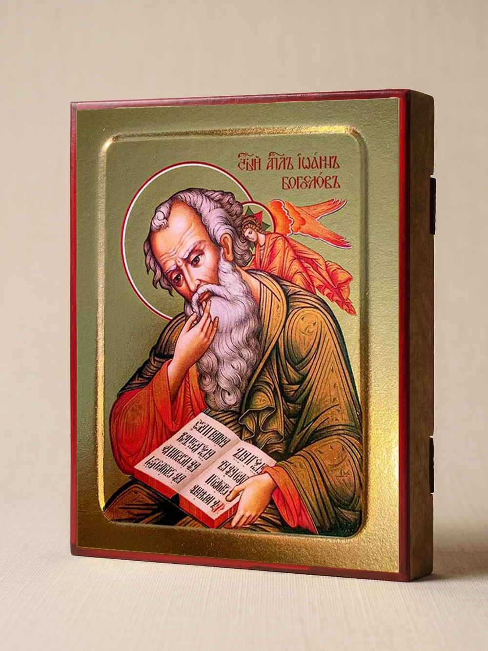 Икона Иоанна Богослова, апостола и евангелиста (с Ангелом) на дереве: 125 х 160 (Синопсисъ)
