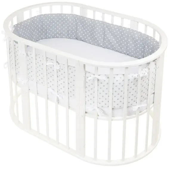 Бортики в кроватку Lemony kids Starfall 2 части по 180 см серый/белый