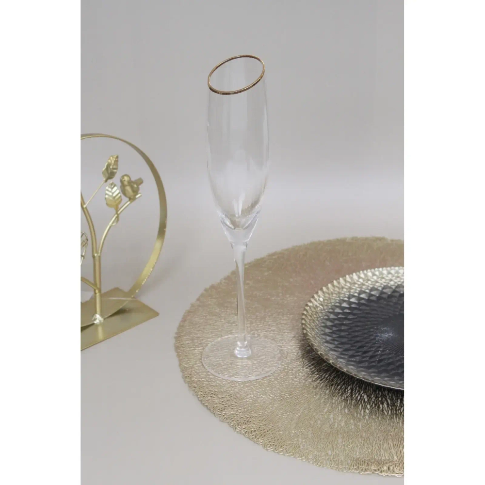 Бокал для шампанского 180мл «Opera» с золотой каймой