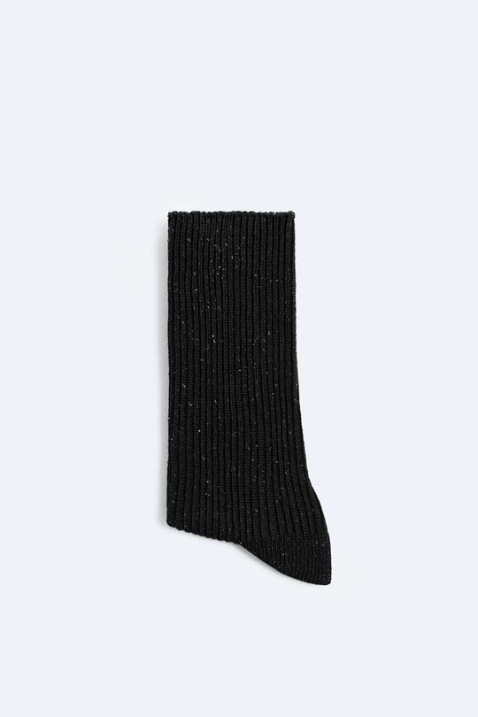 ZARA НОСКИ ИЗ РЕЛЬЕФНОЙ ДВУХЦВЕТНОЙ ТКАНИ, ЧЕРНЫЙ