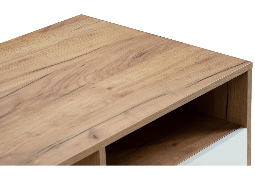 Письменный стол Эго Ст-3 на ножках 130х52,6х81,1 дуб крафт золотой / белый глянец