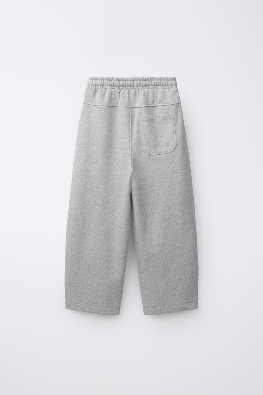 ZARA БРЮКИ BARREL ИЗ ФУТЕРА, СЕРЫЙ МЕЛАНЖ
