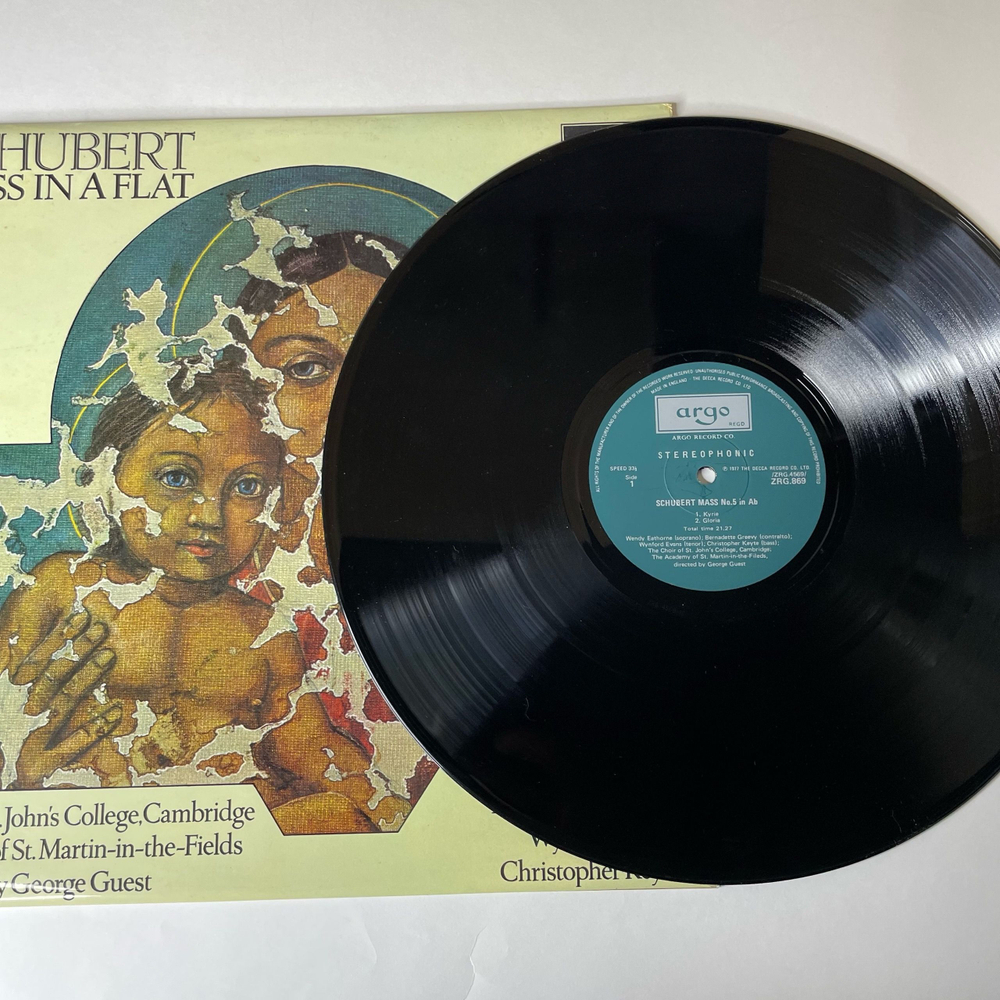 Винтажная виниловая пластинка LP Schubert Шуберт, St. John's College Choir, Mass In A Flat (Англия 1977)