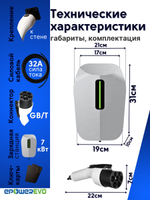 GBT зарядное устройство для электромобиля, 32A, 7 кВт, 220В, кабель 5 м